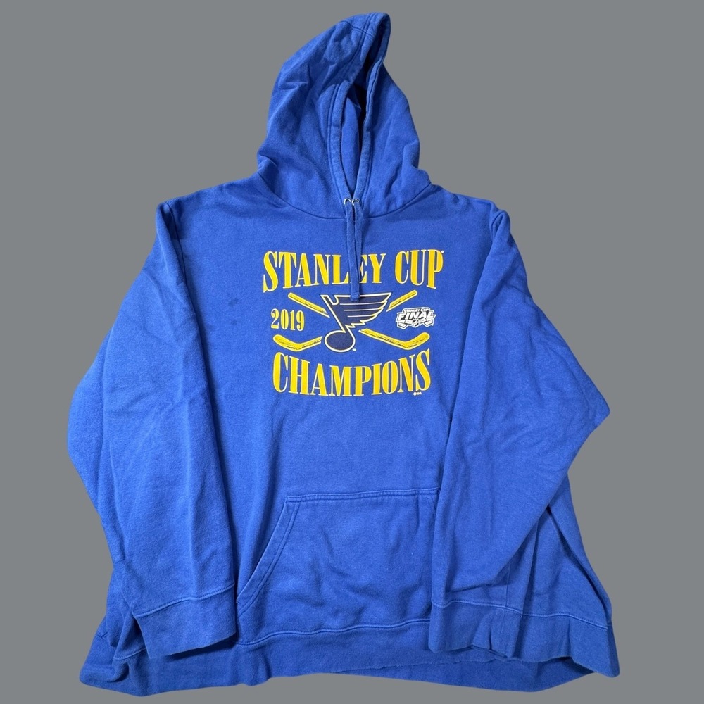 St Louis Blues Fanatics Hoodie Mens 5XL Blue 2019 Champions NHL Stanley Cup